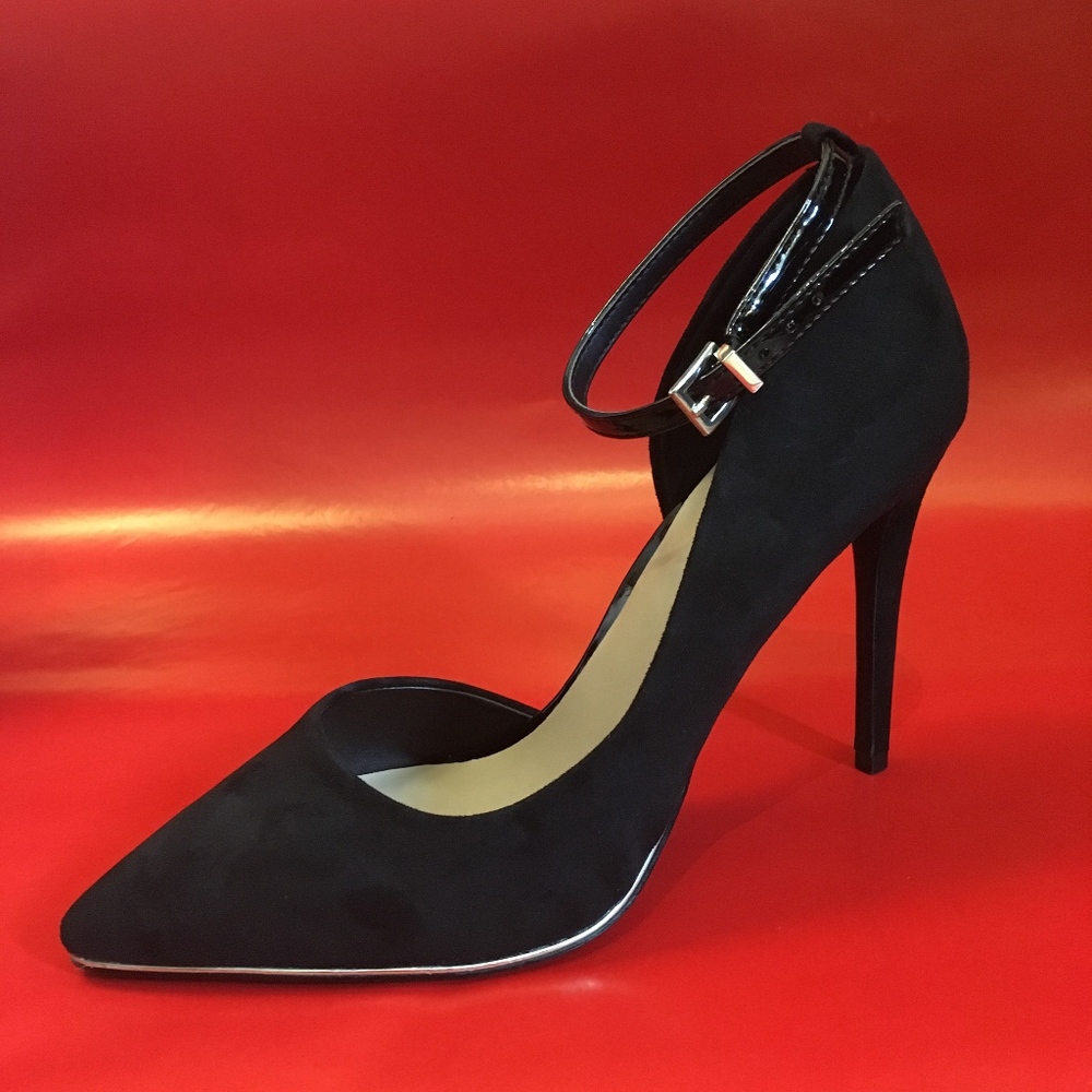 Black Microfiber Pointed Toe Stiletto